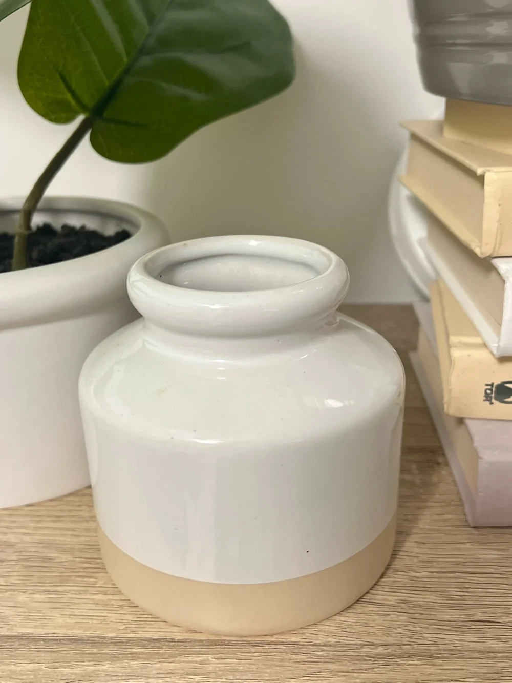 Threshold Two-Tone White and Cream Ceramic Accent Vase